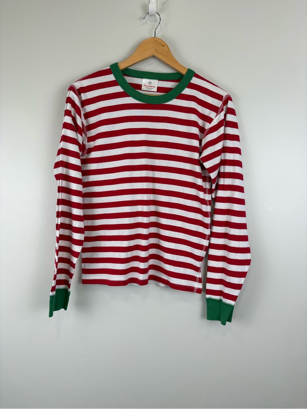 Hanna Andersson Adult Striped Long John Pajama Top Red/Green/White 30070 Size XS